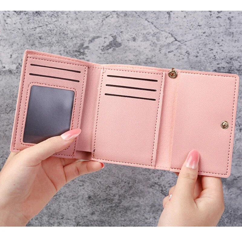 Suporturi de carduri de modă pentru femei, portofel, coreeană, drăguță, pisică de desene animate, fete, card de credit, monedă, bani, portofele scurte, din piele PU, pentru femei.