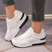 Sieviešu apavi 2024. gada rudens sieta sieviešu vulkanizēti apavi āra mežģīnēm, ikdienas kedas sieviešu apaļas purngala platformas kurpes Zapatos