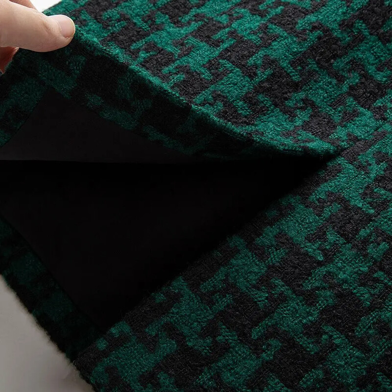 2024. Ženske jesensko-zimske nove podijeljene suknje s visokim strukom Ženske karirane suknje s houndstooth-om Ženske vunene suknje do koljena Y600