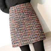 2024 Jesen Zima Moda Ženska vunena suknja visokog struka Ženske karirane Ležerne kratke suknje Ženske tanke suknje u paketu B448