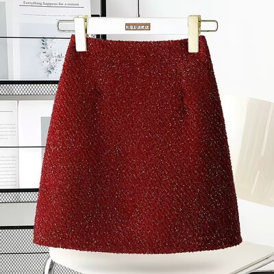 2024 Jesen Zima Moda Ženska vunena suknja visokog struka Ženske karirane Ležerne kratke suknje Ženske tanke suknje u paketu B448