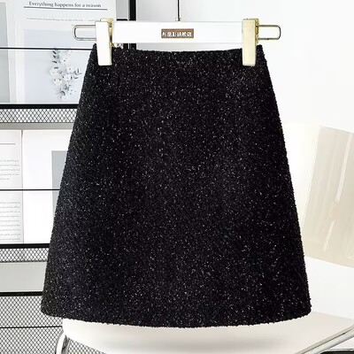 2024 Jesen Zima Moda Ženska vunena suknja visokog struka Ženske karirane Ležerne kratke suknje Ženske tanke suknje u paketu B448