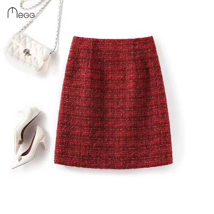 2024 Jesen Zima Moda Ženska vunena suknja visokog struka Ženske karirane Ležerne kratke suknje Ženske tanke suknje u paketu B448