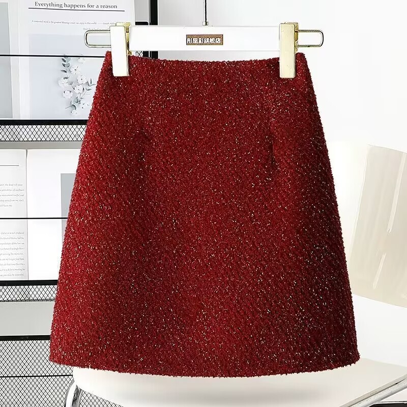 2024 Jesen Zima Moda Ženska vunena suknja visokog struka Ženske karirane Ležerne kratke suknje Ženske tanke suknje u paketu B448