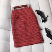 Fuste de lână în carouri cu talie înaltă de epocă, pentru femei, toamnă iarnă 2023, fuste midi subțiri, pachet de șold, falde ajustate pentru femei.