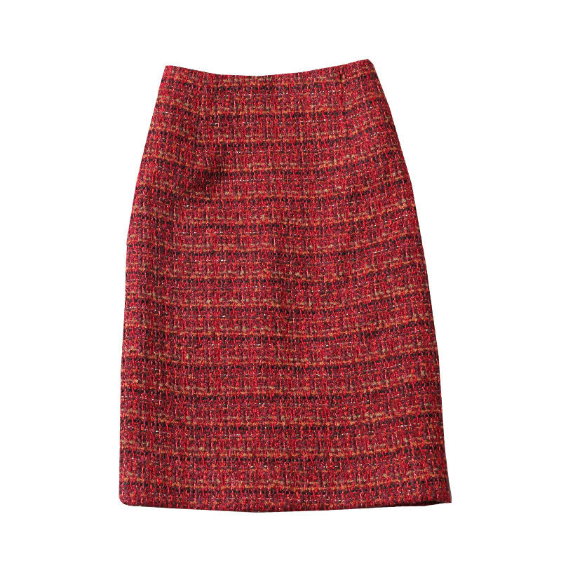 2024 Femei Toamna Iarnă Nouă Fusta în carouri cu talie înaltă Femeii Split Slim Pachet Fuste de șold Doamnelor Midi Fusta lungă de lână B397