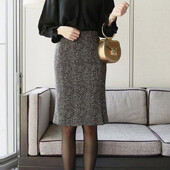 Nova jesenska i zimska modna vunena mala mirisna suknja visokog struka s podijeljenim svestranim zapadnjačkim stilom, uska suknja s omotom oko bokova