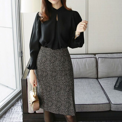 Nova jesenska i zimska modna vunena mala mirisna suknja visokog struka s podijeljenim svestranim zapadnjačkim stilom, uska suknja s omotom oko bokova