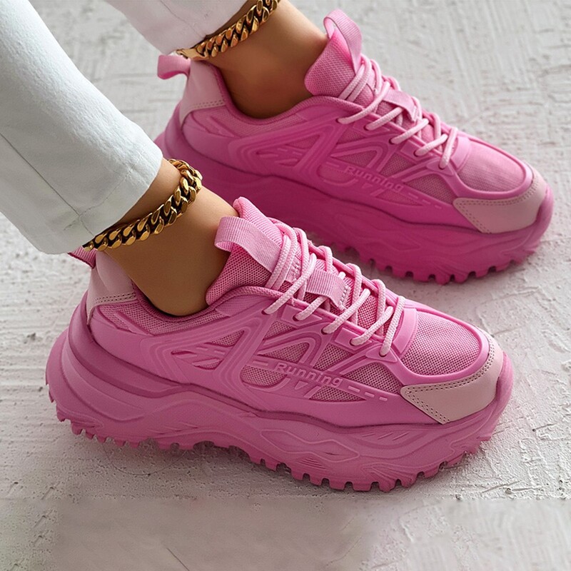 Toamna Iarna Pantofi Antiderapanti Grosi pentru Femeie Moda Cuplu Student Talpa groasa Tata Pantofi Roz Fie Pantofi sport cu platforma