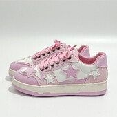 2024 Дамски ежедневни маратонки Дамски обувки за скейт в черно, розово пачуърк Нехлъзгащи се леки плоски маратонки