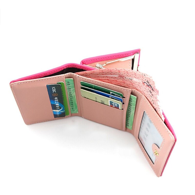 Portofel cu desene animate Shiba Inu pentru femei, scurte, drăguțe, portofele mici pentru studenți, cu triplu pliat, suport pentru carduri, portofele pentru doamne.