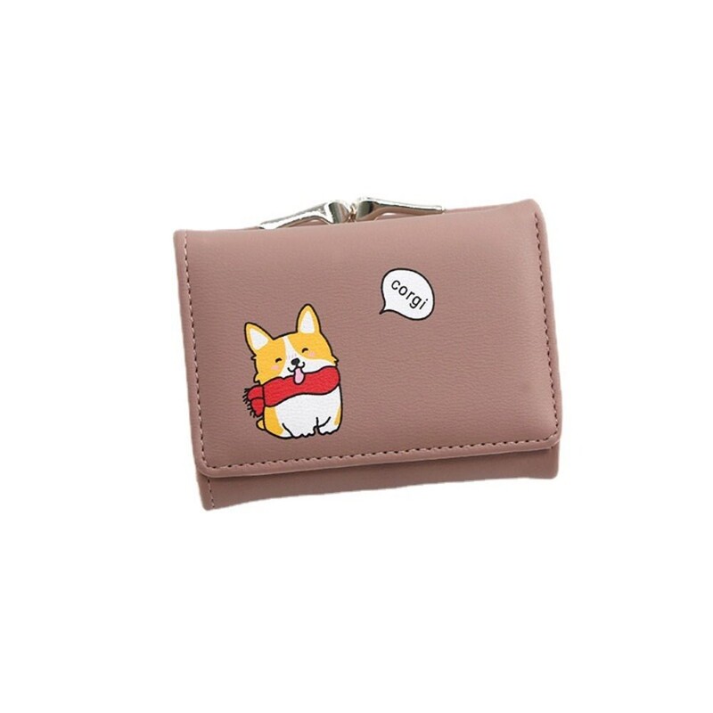 Portofel cu desene animate Shiba Inu pentru femei, scurte, drăguțe, portofele mici pentru studenți, cu triplu pliat, suport pentru carduri, portofele pentru doamne.