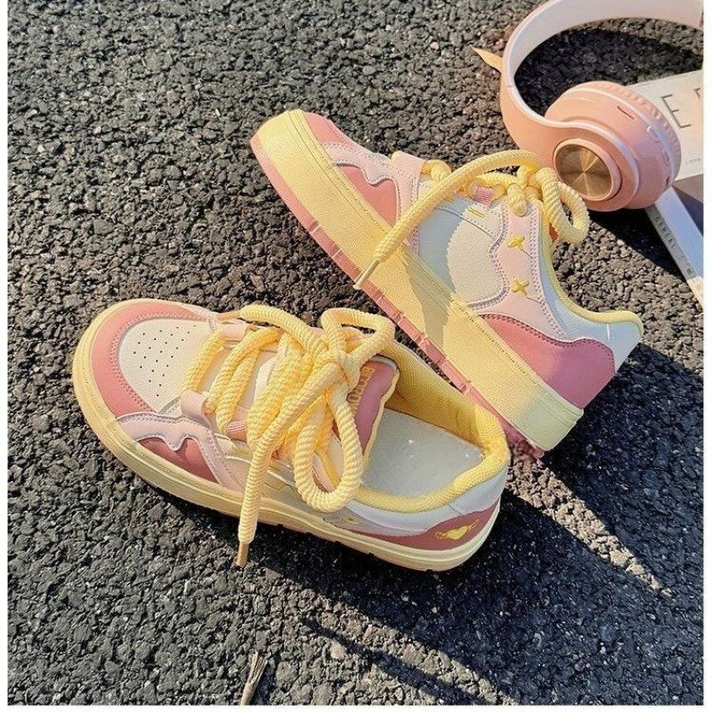 SHANPA Sweet Pink Ženske sportske cipele Korejski stil Moda Kawaii Patchwork Ženske tenisice Ležerne lagane čipkaste cipele