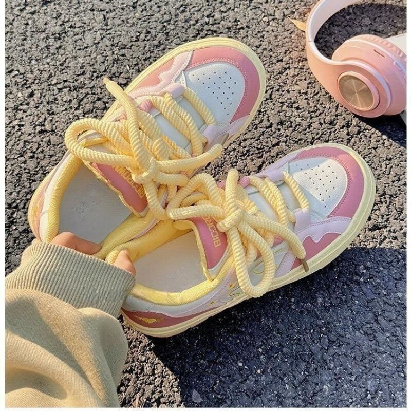 SHANPA Sweet Pink Ženske sportske cipele Korejski stil Moda Kawaii Patchwork Ženske tenisice Ležerne lagane čipkaste cipele