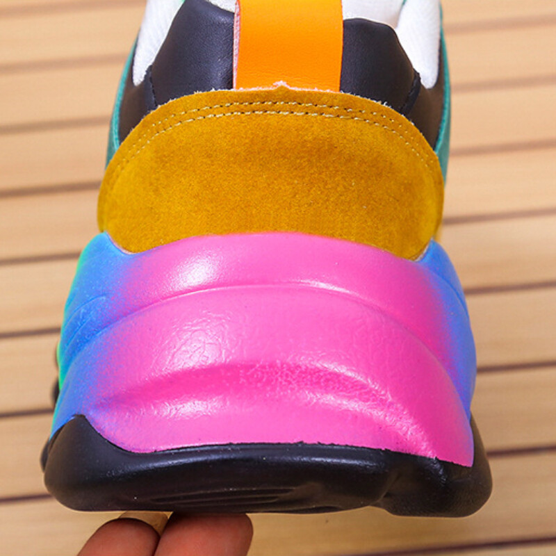 Модни дамски маратонки Обувки за бягане Feminino Цветни ежедневни комфортни обувки за бягане с връзки Външна платформа Дамски обувки за тенис