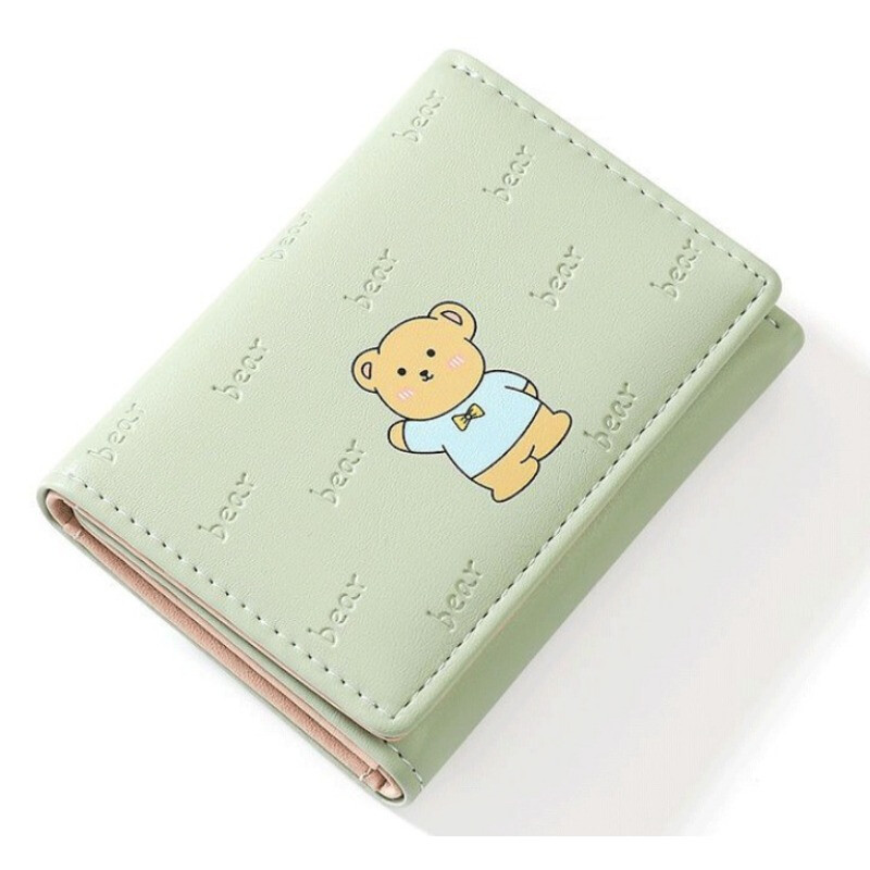 Ins modni studentski novčanik Slatki medvjedić s crtanim filmovima s više kartica Trostruki kratki novčanik Dječja torbica za novčiće Školska torbica za novčiće