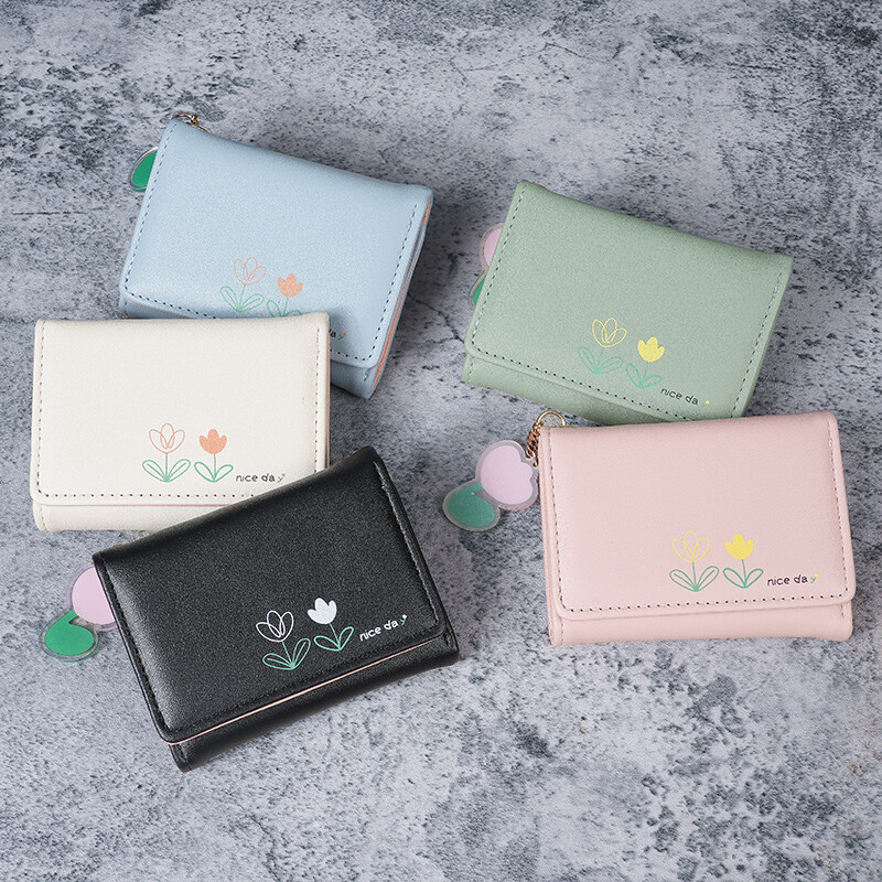 Poșeta lalele ~in simple retro doamne mici rafinate simple studenți portofel simplu cu monede