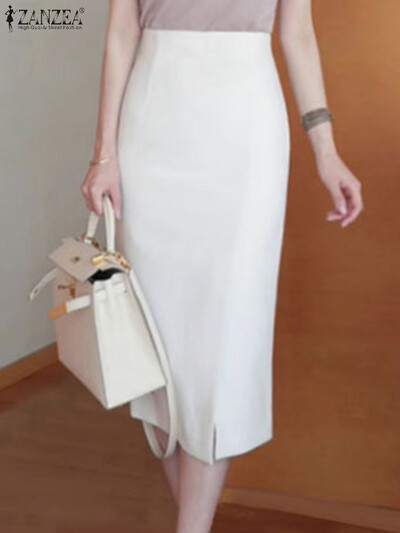 ZANZEA Femei Elegante OL Bodycorn Fuste Office Faldas Saia Work Slim Fit Jupe Toamna Moda Talie Inalta Fusta Solida pana la genunchi