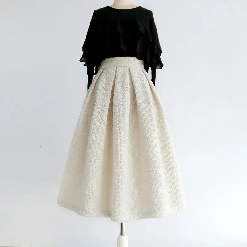 2024. gada jauna pavasara un rudens modes plāni, žakarda pūkaini svārki, temperamenta raksturs, sieviešu mīkstums, kas pārklāj unikālos pussvārkus C149