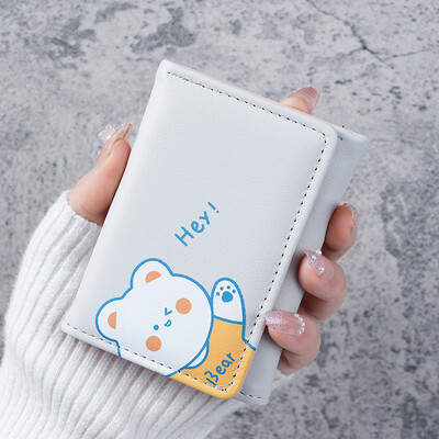 Ženski novčanici od PU kože Slatki uzorak medvjeda Torba za studentske iskaznice Djevojka Slot za više kartica Držač kartica Kratka ženska torbica za novčiće