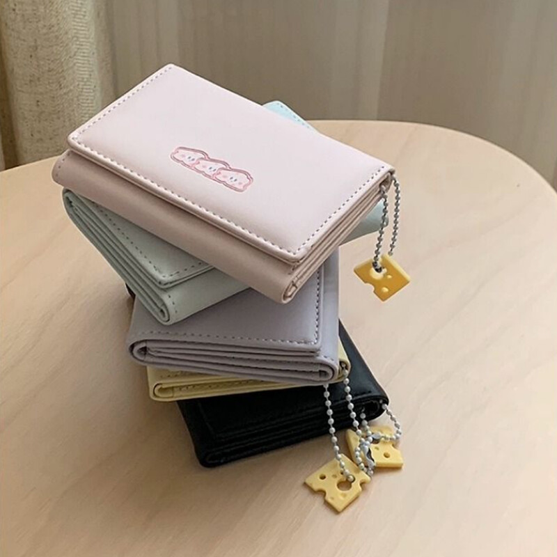 Kratki mali novčanik Student Slatki crtani Držač kartice velikog kapaciteta Trostruki novčanik Utori za više kartica Držač kartice Djevojka Torbica za novčiće