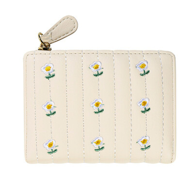 Portofel scurt din piele PU, noua geantă de bani cu fermoar, de culoare solidă, Suporturi de carduri cu flori, la modă pentru fete.