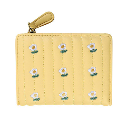 Portofel scurt din piele PU, noua geantă de bani cu fermoar, de culoare solidă, Suporturi de carduri cu flori, la modă pentru fete.