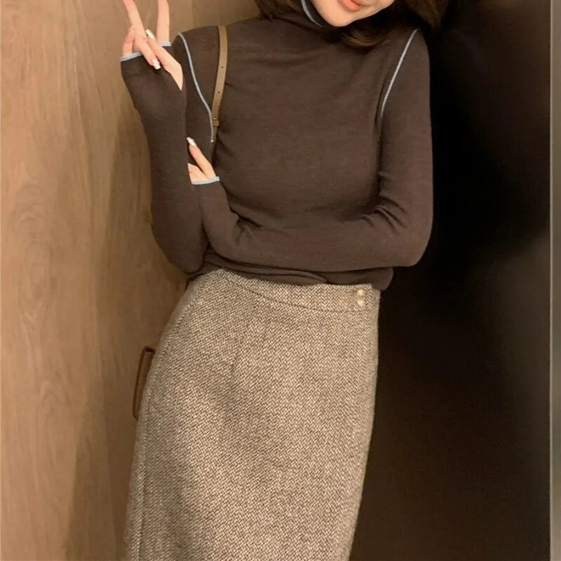 Matakawa Fuste Toamnă Iarnă Femei Moda Coreeană Chic Elegante Faldas Mujer Toamna Iarnă Solid Fusta Lungă Retro Simplu