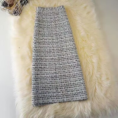 2023 pentru femei, toamnă iarnă, moda lungă, fuste cu talie înaltă, femei, subțiri, casual, în formă de A, pentru femei, în carouri, din tweed, Y623