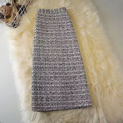 2023 pentru femei, toamnă iarnă, moda lungă, fuste cu talie înaltă, femei, subțiri, casual, în formă de A, pentru femei, în carouri, din tweed, Y623