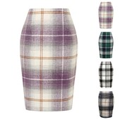 Fusta în carouri de lână de lungime mijlocie pentru femei cu talie înaltă fustă creion de birou pentru femeie toamnă iarnă fustă midi elegantă înfășurată la șold