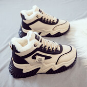 Ženske pamučne čizme Daily 2024 Zimske nove plišane tople pamučne cipele Debeli potplati Visoke ležerne sportske vulkanizirane cipele