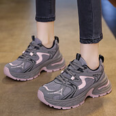 Pantofi cu platformă pentru femei, ocazional, modă, design simplu, pantofi sport, pantofi de tenis cu șireturi, pantofi de alergare confortabili în aer liber 40