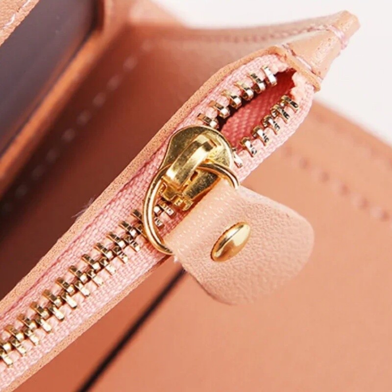 Poșetă mică pentru monede pentru femei Suport card Portofel pentru damă cu fermoar Portofele pentru femei din piele PU cu cataramă