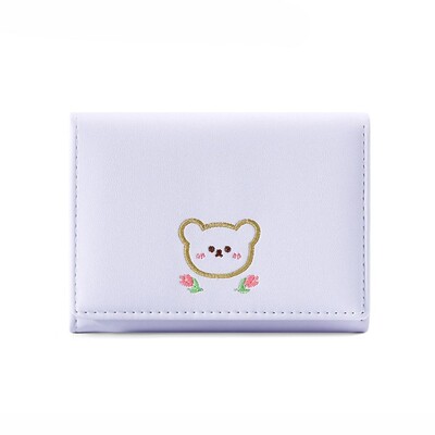 Portofel mic din piele PU pentru femei, mini portofel pentru femeie, cu buzunar, portofel pentru femei, portofel pentru fete, broderie, portofel de pisica, portofel pentru femei