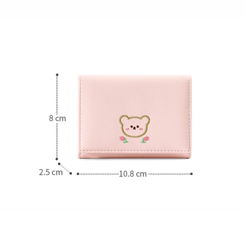 Portofel mic din piele PU pentru femei, mini portofel pentru femeie, cu buzunar, portofel pentru femei, portofel pentru fete, broderie, portofel de pisica, portofel pentru femei