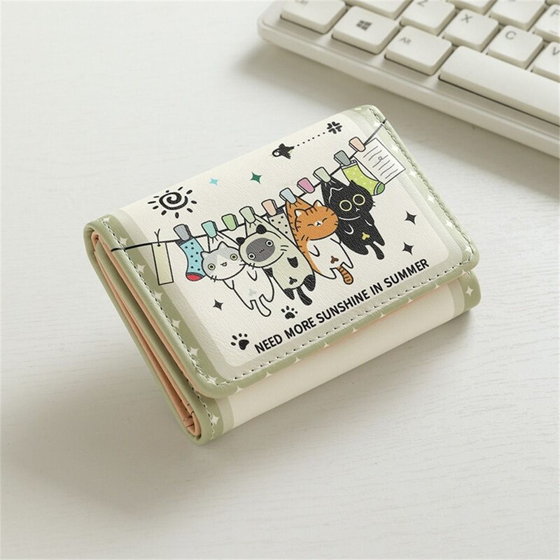 Portofele scurte de înaltă calitate, cu trei pliuri, din piele PU, portmoneu mic, cataramă, drăguț, suport pentru carduri, femei, doamne