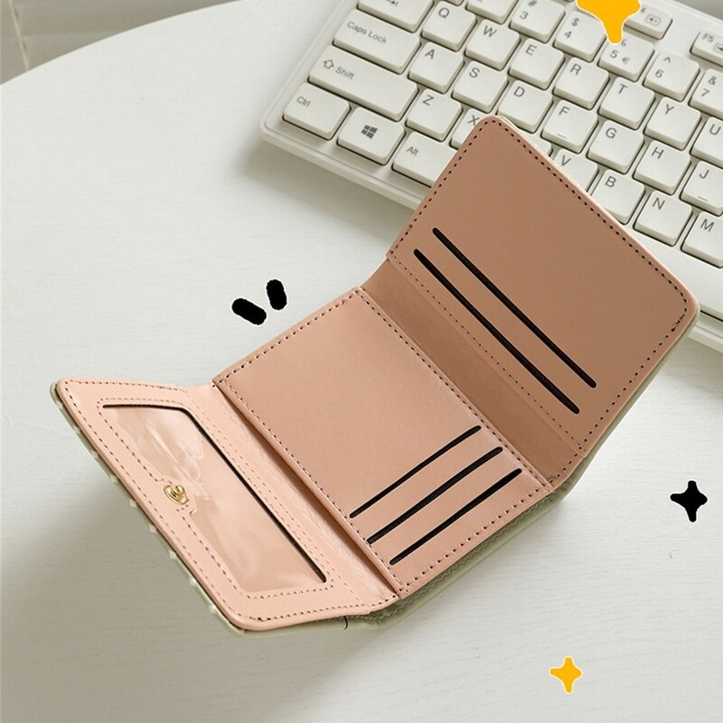 Portofele scurte de înaltă calitate, cu trei pliuri, din piele PU, portmoneu mic, cataramă, drăguț, suport pentru carduri, femei, doamne