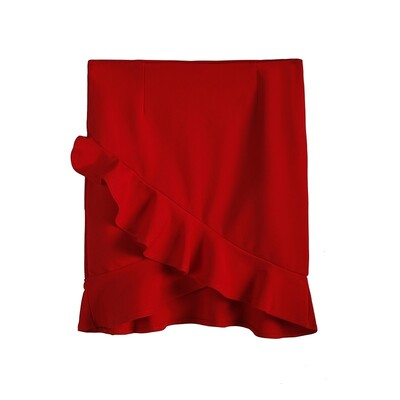 Visoko elastična pamučna ženska nepravilna suknja s lotosovim lišćem, seksi paket na bokove, pencil suknja u jednom koraku, velika veličina S-5XL