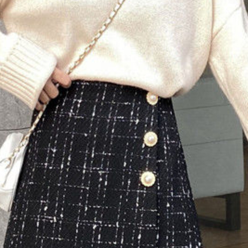 Fuste în carouri Femei șic, cu nasturi, talie înaltă, toate se potrivesc la modă, blând Ulzzang, linie A, fete, dulci, îmbrăcăminte de stradă, confortabilă, vânzare la cald, ocazional