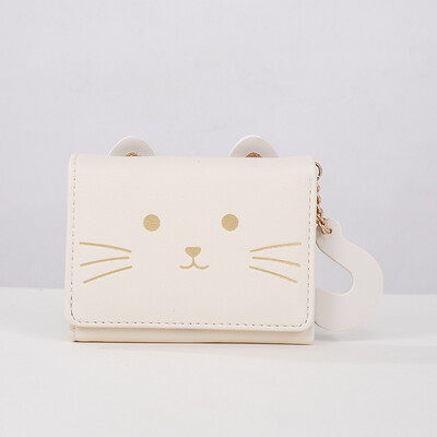 Mini novčanik s mačjim uzorkom od 1 komada, simpatičan držač kartice s gumbima, modni kratki novčanik