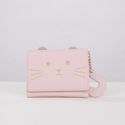 Mini novčanik s mačjim uzorkom od 1 komada, simpatičan držač kartice s gumbima, modni kratki novčanik