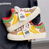 Pantofi sport cu design nou hamburger pentru femei Pantofi casual noi, colorați, pentru studenți, pantofi de tenis anti-alunecare cu talpă groasă în stilul colegiului