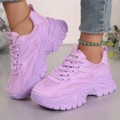 Proljetne ljubičaste tenisice s platformom Prozračne natikače Debele cipele Ženske 2024 Ženske modne cipele na vezanje Udobne cipele Sport