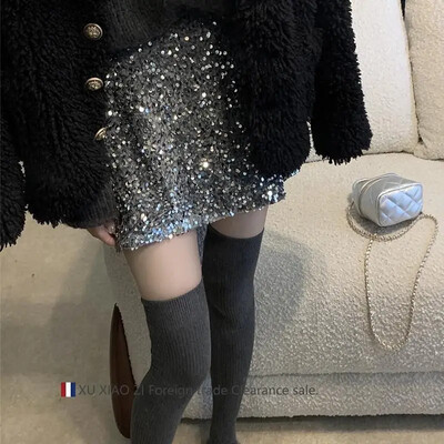 Fuste mini cu paiete Femei Modă fermecătoare Timp liber Simplu, toate se potrivesc de primăvară Femei Designer elegant Talie înaltă Tineret A-line Chic