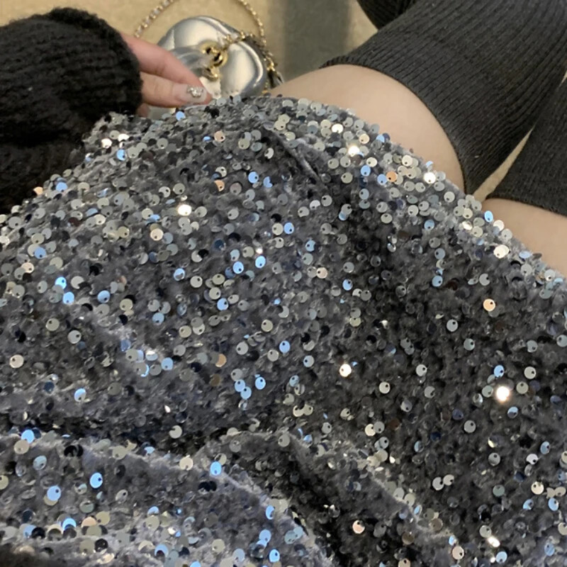 Fuste mini cu paiete Femei Modă fermecătoare Timp liber Simplu, toate se potrivesc de primăvară Femei Designer elegant Talie înaltă Tineret A-line Chic