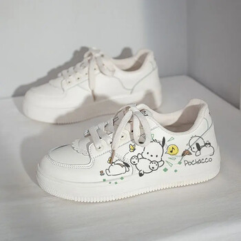 Sanrio Small Fresh Skateboard Παπούτσια Pochacco Sneakers Kawaii Girl Μικρά Λευκά Παπούτσια Harajuku Αναπνεύσιμα ευέλικτα γυναικεία παπούτσια