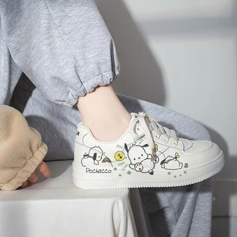 Sanrio Pantofi Mici Fresh Skateboard Pantofi Pochacco Fată Kawaii Pantofi Albi Mici Harajuku Pantofi Versatili Respirabili Femei