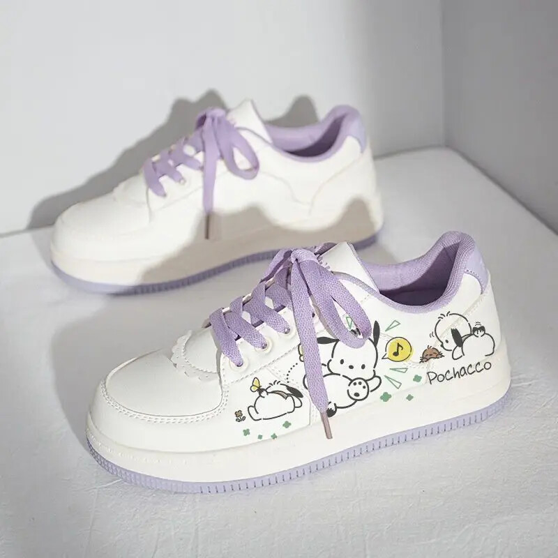 Sanrio Pantofi Mici Fresh Skateboard Pantofi Pochacco Fată Kawaii Pantofi Albi Mici Harajuku Pantofi Versatili Respirabili Femei