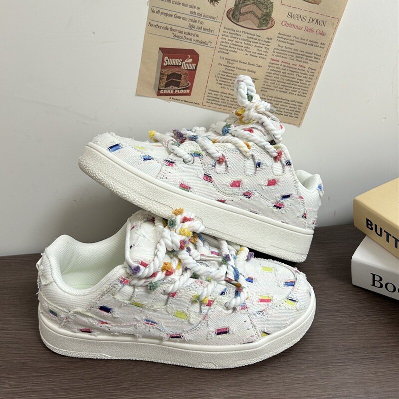 Trendi tenisice s platformom Bijele cipele 2024. Proljeće Jesen Nove cipele za dasku Svestrane Niche StudentsCasual Sportske cipele Svestrane